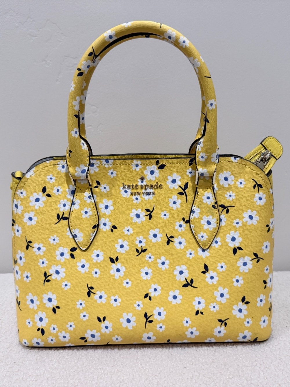 Kate Spade Yellow Daisy Floral Dome Satchel Crossbody Bag